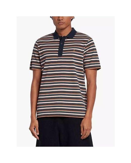 Farah Black Mandarin Jolla Striped Polo Shirt for men
