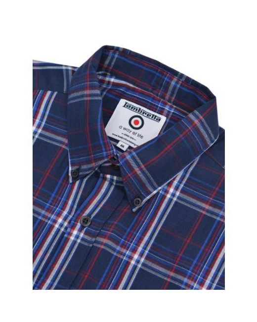 Lambretta Blue Check Short Sleeve Shirt for men