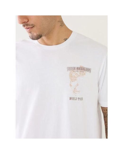 True Religion White Optic Relaxed Fit Skull T-Shirt for men
