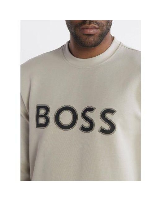 Boss Gray Light Salbo 1 Hd Logo Sweatshirt for men