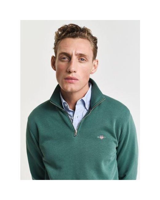 Gant Green Woody Regular Fit Shield Half Zip Sweatshirt for men