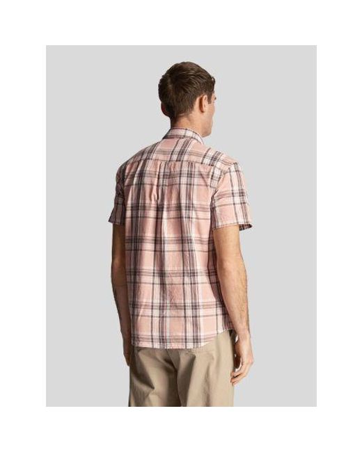 Lyle & Scott Brown Palm Linen Check Shirt for men