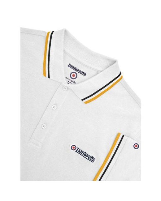 Lambretta White Twin Tipped Polo Shirt for men
