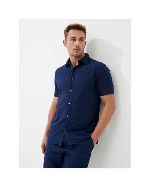 French Connection Blue Seersucker Check Shirt for men