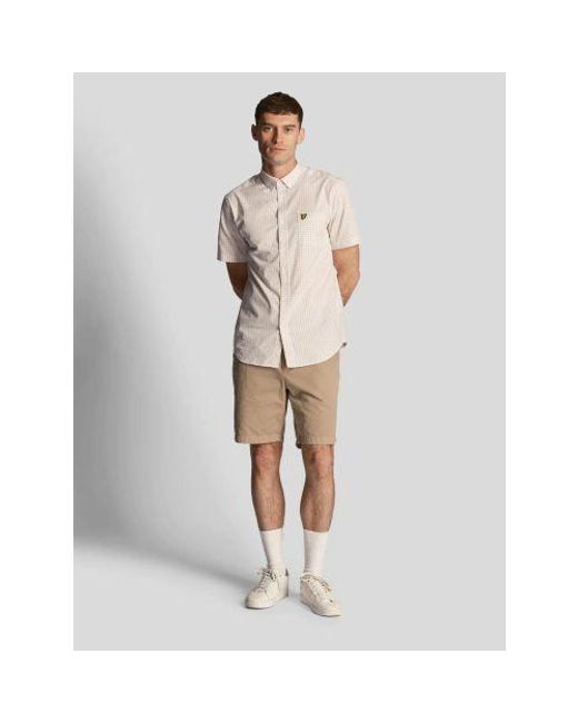 Lyle & Scott Natural Cove Short Sleeve Slim Fit Gingham Shirt for men
