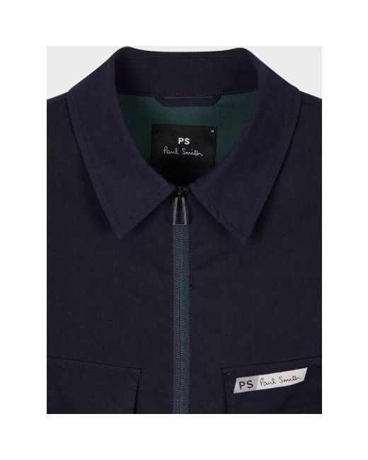 Paul Smith Blue Very Dark Zip Overshirt for men