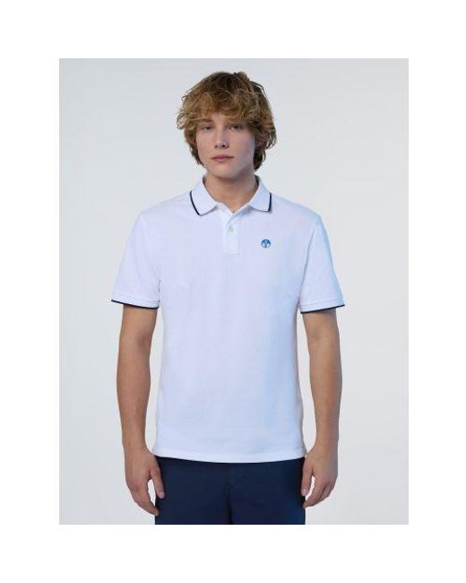 North Sails White Striped Polo Shirt for men