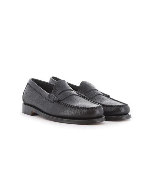 G.H.BASS Black Textured Leather Weejuns Larson Penny Loafer for men