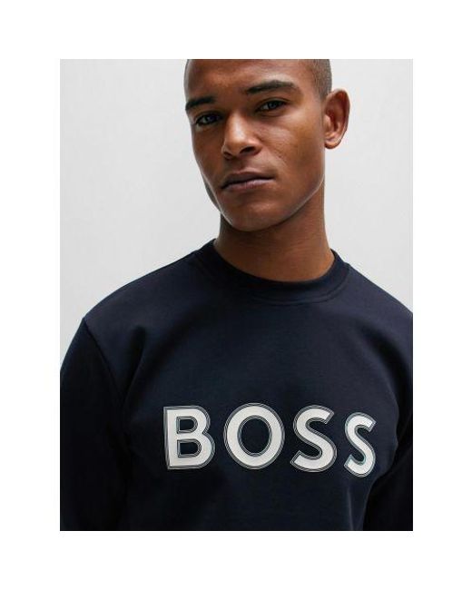 Boss Blue Dark Salbo 1 Hd Logo Sweatshirt for men