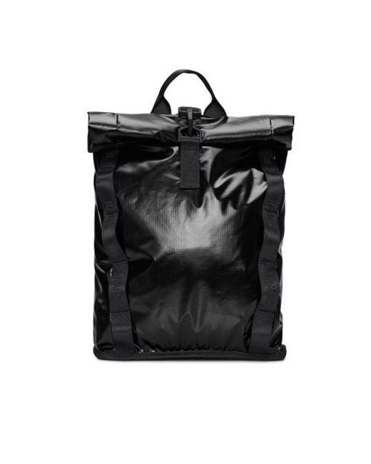 Rains Black Mini Sibu Rolltop Backpack for men