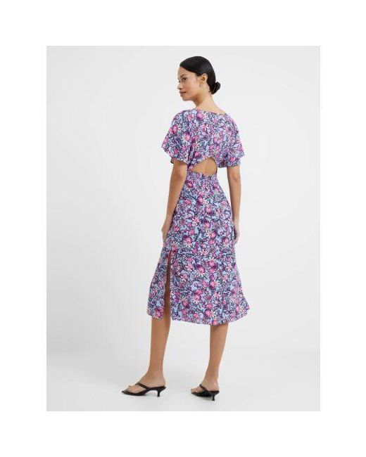 French Connection Purple Placid Fotini Delph Cut Out Back Dress