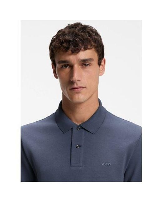 Boss Blue Dark Pallas Short Sleeve Polo Shirt for men