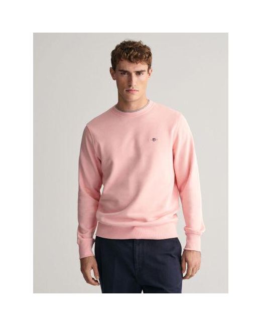 Gant Pink Bubblegum Regular Fit Shield Logo Crew Neck Sweatshirt for men