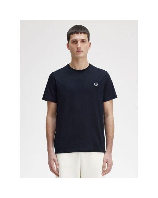 Fred Perry Blue Crew Neck T-Shirt for men
