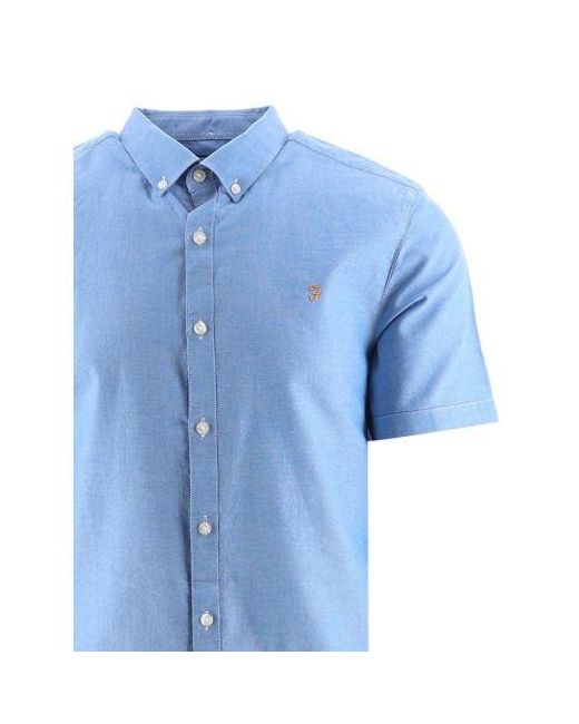 Farah Blue Mid Brewer Long Sleeve Shirt for men