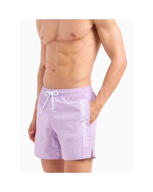 Emporio Armani Purple Wisteria Beach Crinkle Swim Short for men