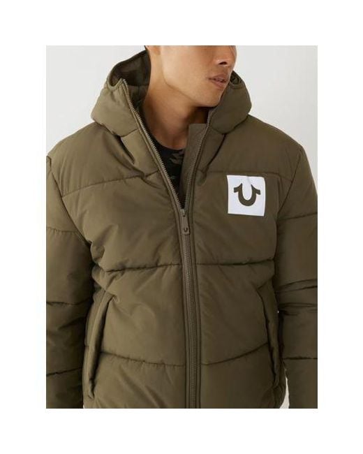 True Religion Green Kalamata Puffer Hooded Jacket for men