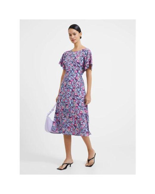 French Connection Purple Placid Fotini Delph Cut Out Back Dress