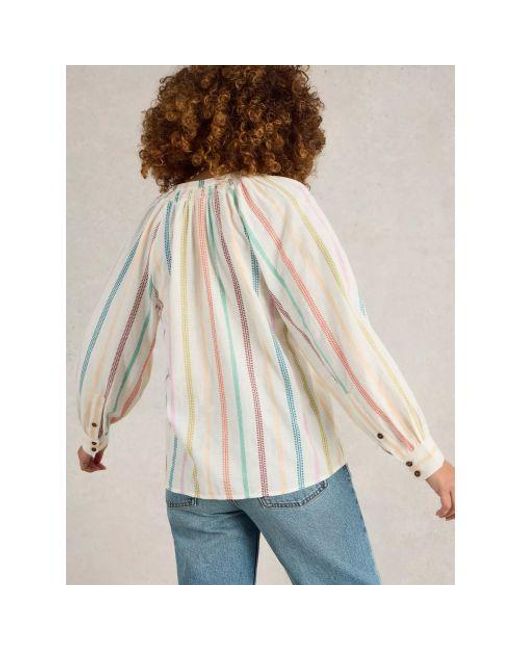 White Stuff Natural Gilly Stripe Jacquard Top