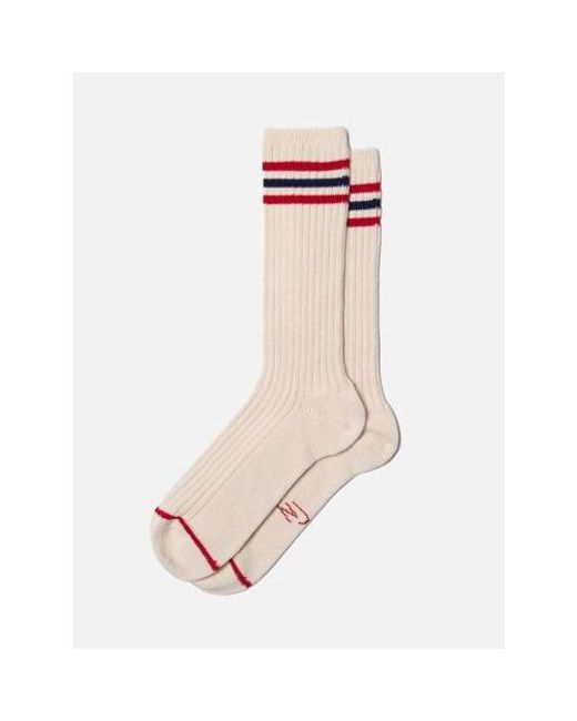 Nudie Jeans White Off- Tennis Socks Retro Sock for men
