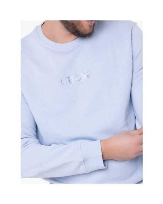 Guess Blue Astral Pale Multicolour Logo Sweatshirt for men