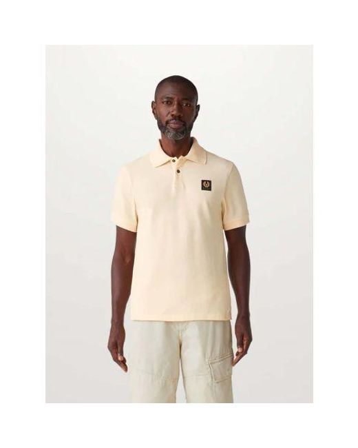 Belstaff Natural Sand Cotton Pique Polo Shirt for men