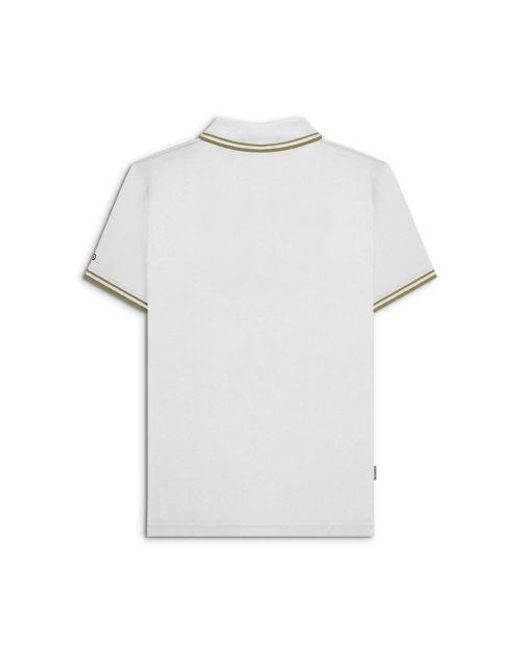 Lambretta White Cashew Twin Tipped Polo Shirt for men