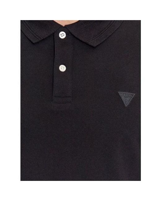 Guess Black Jet Stu Long Sleeve Polo Shirt for men