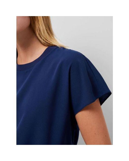 French Connection Blue Midnight Crepe Light Crew Neck Top