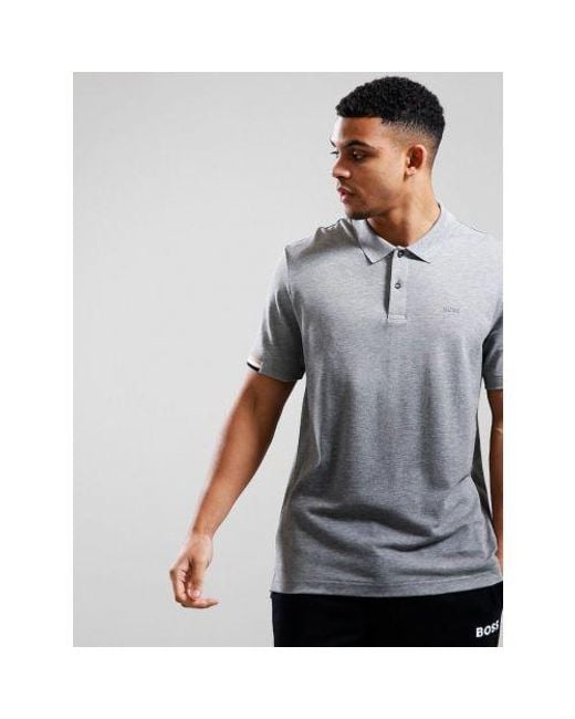Boss Gray Parlay Short Sleeve Polo Shirt for men