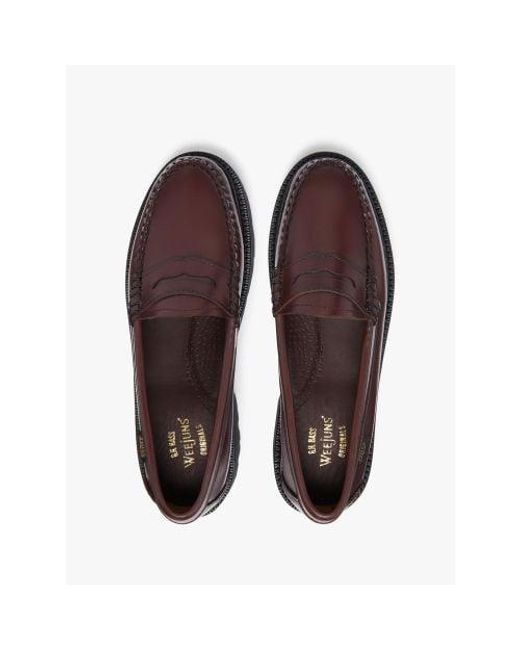 G.H.BASS Red Wine Leather Weejun Superlug Penny Loafer