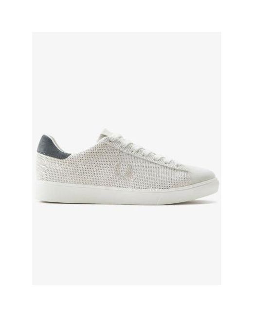 Fred Perry White Snow Oatmeal Spencer Perforated Suede Trainer for men