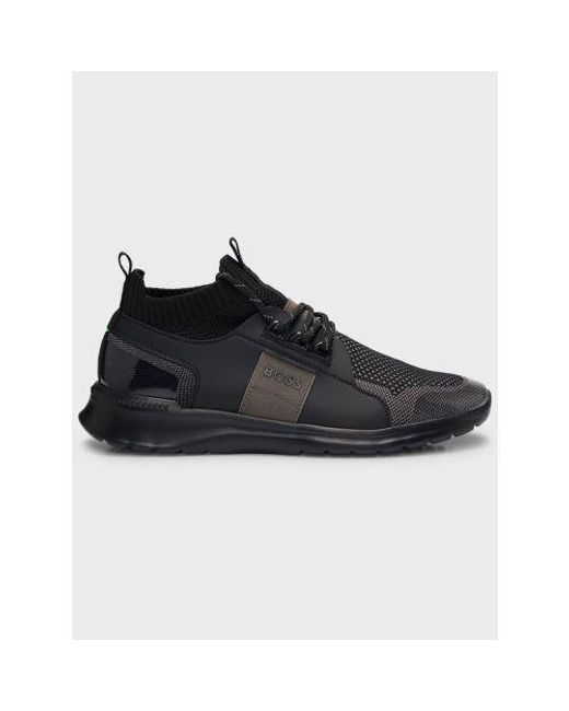 Boss Black Extreme Knit & Suede Trainer for men