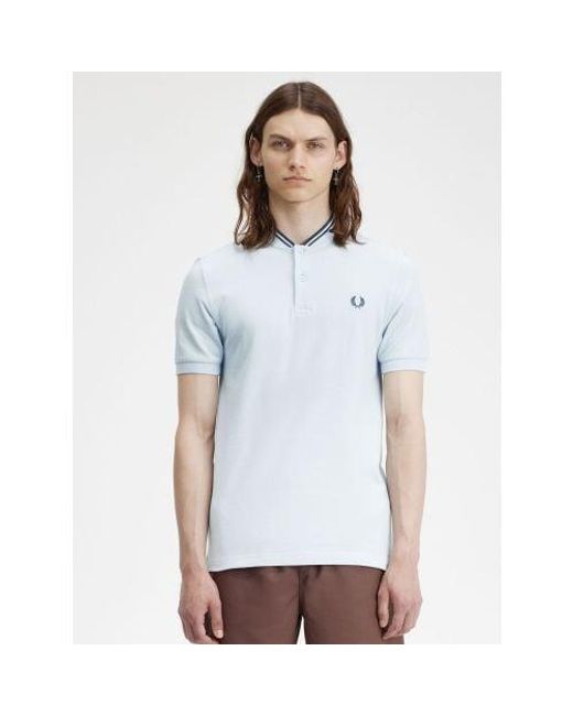 Fred Perry Blue Light Ice Midnight Bomber Collar Polo Shirt for men