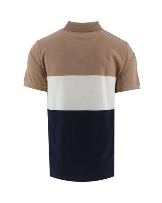 Gant Blue Warm Khaki Block Stripe Rugger Polo Shirt for men