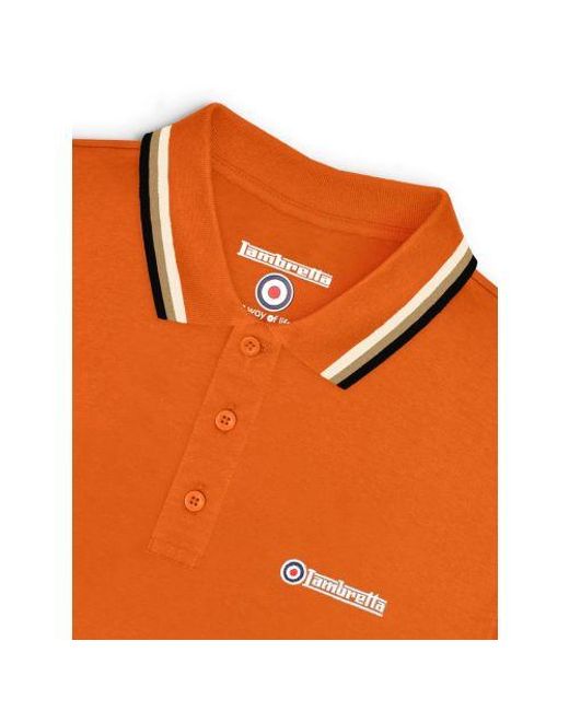 Lambretta Orange Desert Sun Triple Tipped Polo Shirt for men
