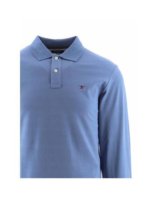 Hackett Blue Steel Long Sleeve Embroidered Logo Polo Shirt for men