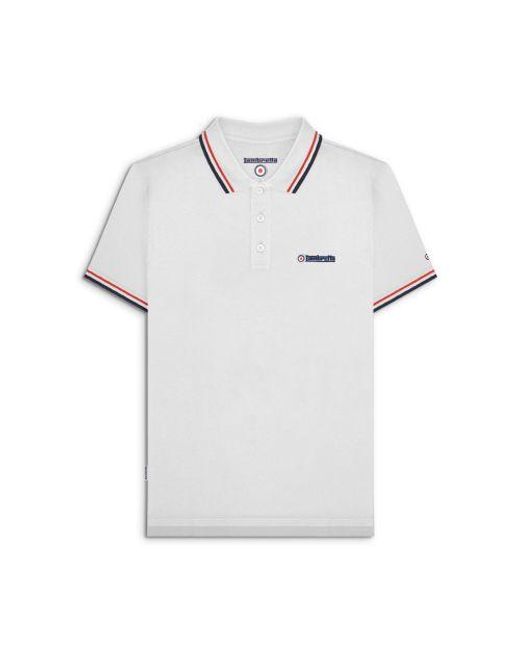 Lambretta White Twin Tipped Polo Shirt for men