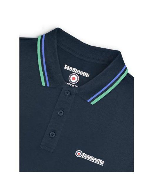 Lambretta Blue Twin Tipped Polo Shirt for men