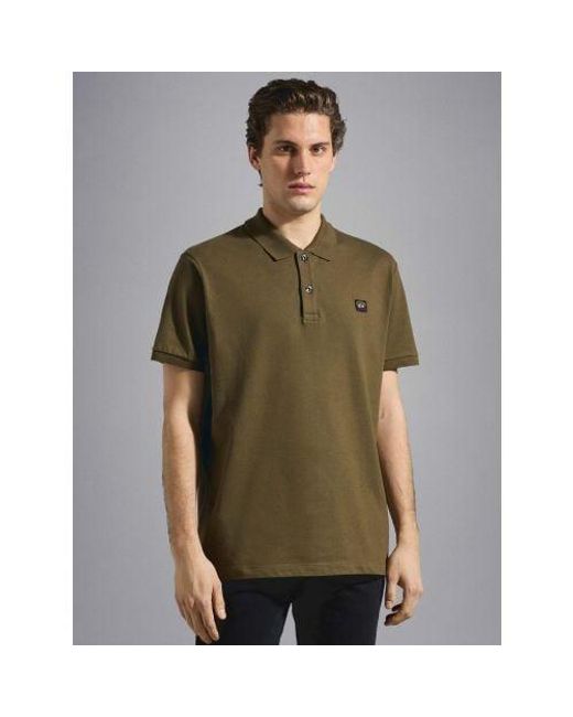 Paul & Shark Green Knitted Cotton Webbing Polo Shirt for men