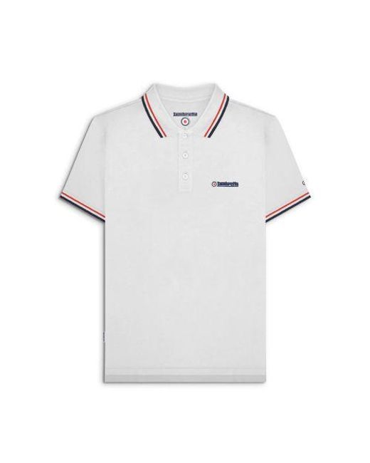 Lambretta White Twin Tipped Polo Shirt for men