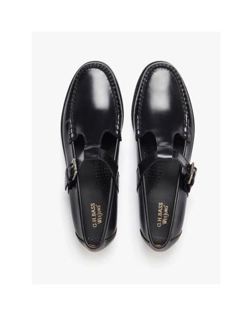 G.H.BASS Black Leather Weejun Mary Jane Shoe