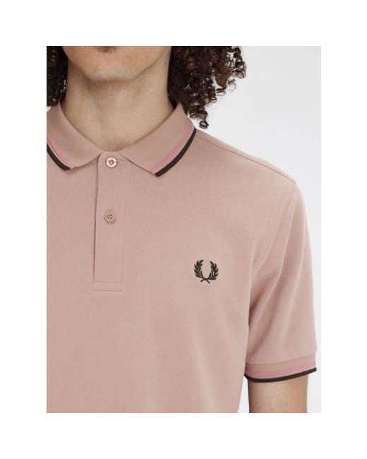 Fred Perry Pink Dark Dusty Rose Twin Tipped Polo Shirt for men