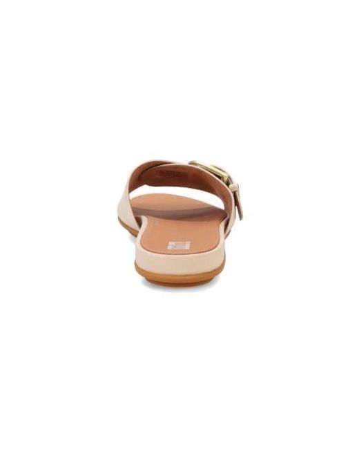Fitflop White Stone Gracie Maxi-Buckle Leather Slide