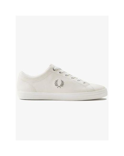 Fred Perry White Porcelain Warm Baseline Leather Trainer for men