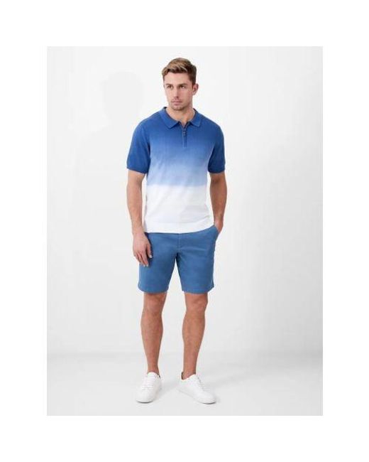 French Connection Blue Ombre Zip Neck Polo Shirt for men