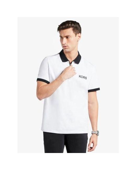 Michael Kors White Kors Sport Mix Media Polo Shirt for men