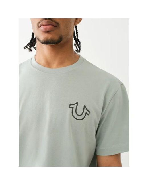 True Religion Gray Ship Relaxed Overseam Puff T-Shirt for men