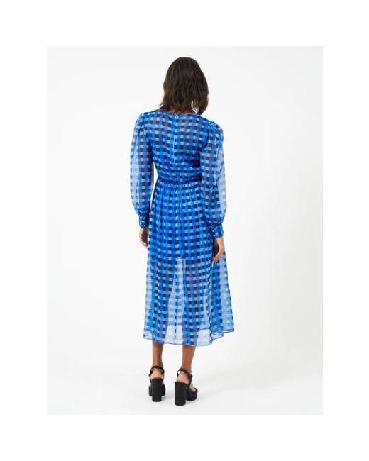 French Connection Blue Marine Edeline Hallie Crinkle Midi Dress