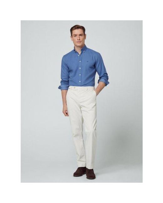 Hackett Blue Oxford Garment Dyed Oxford Shirt for men